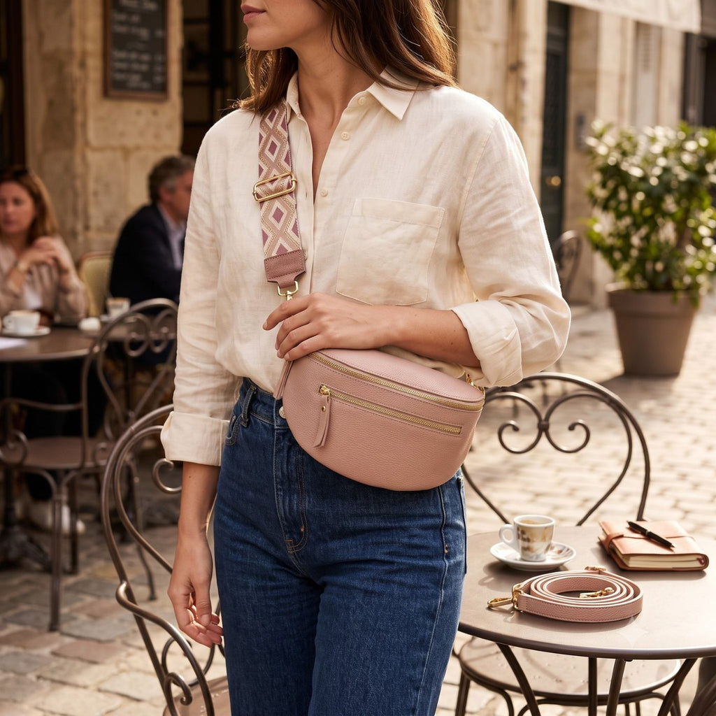 Sac banane en cuir véritable | Cuir grainé, fabriqué en Italie