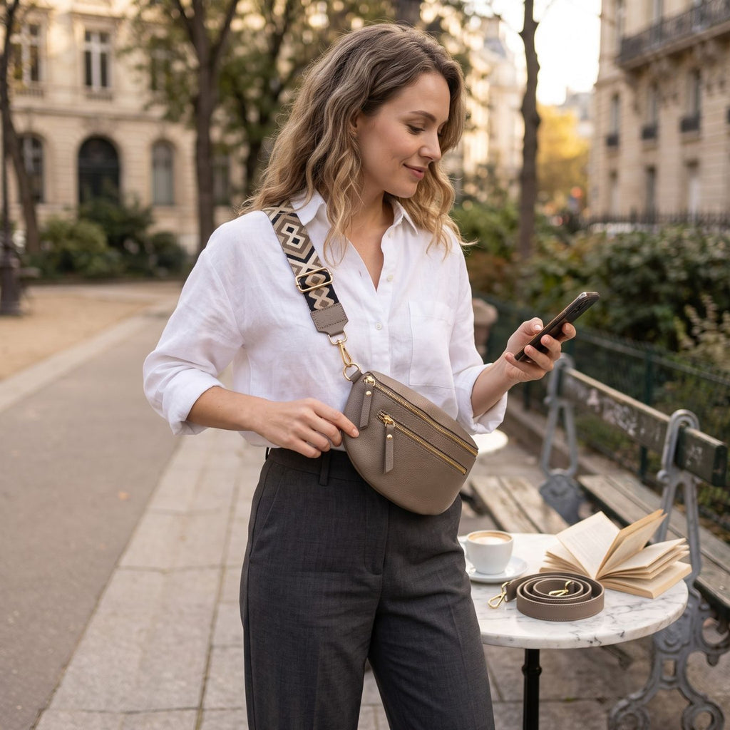 Sac banane en cuir véritable | Cuir grainé, fabriqué en Italie